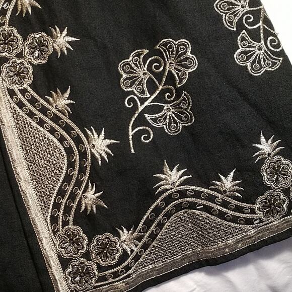 Boho Embroidered Linen Skirt size 8 - Picture 7 of 8